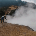 Boiling eggs in Sikidang crater