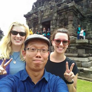 Two German ladies in Plaosan temple