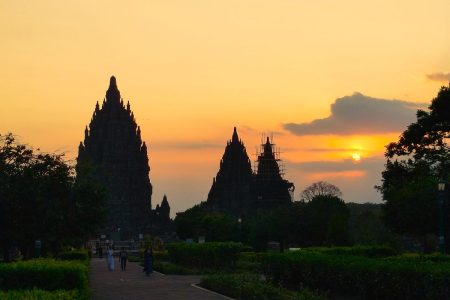 Prambanan sunset in Yogyakarta